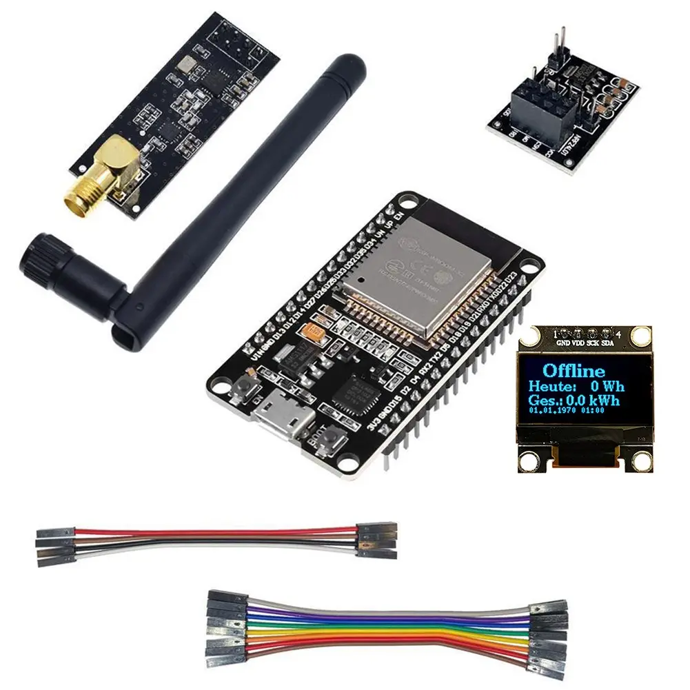 Màn hình bộ dụng cụ tự làm, OpenDTU, dành cho hoymiles, ESP32 và NRF24L01, Antenne Socket và Kabel