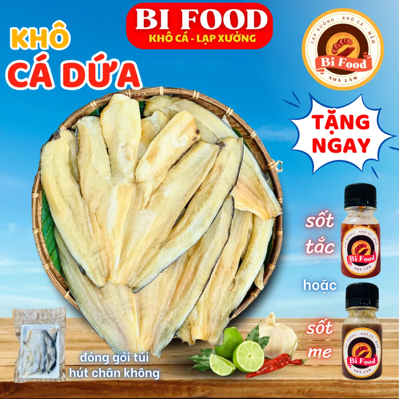 Khô cá dứa bàn tay 1kg - BIFOOD- TẶNG SỐT CHẤM- khô cá dứa phơi 3 nắng nêm vị mặn vừa ăn. cá  khô