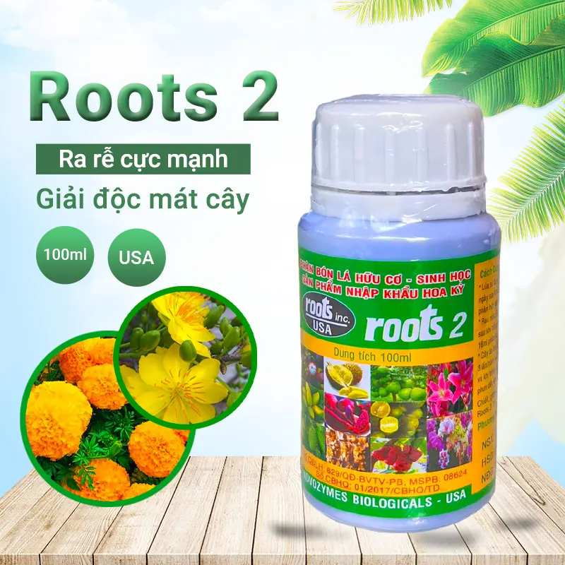 Phân bón Roots 2 Thiên Đức 100ml, kích rễ cực mạnh, giải độc hữu cơ, cải tạo đất, tăng đề kháng