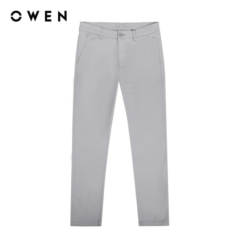 OWEN - Quần kaki Nam Slim Fit - QKSL241237 Màu Xám nhạt - Chất liệu CVC Spandex Hoạ tiết Trơn Menswear