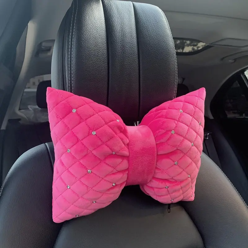 Rhinestone Decor Car Headrest Pillow, Cute Car Neck Pillow, Car Interior Accessories for Women 0