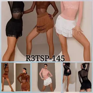 Rok Tari Super Premium Rok Tari Latin Rok Dewasa Rok Pendek Rumbai Wanita Setelan Wanita R3TSP-145