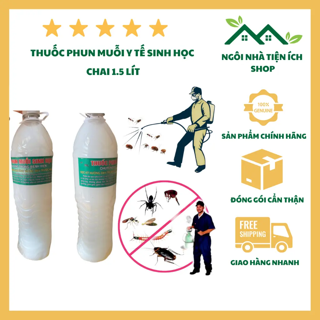 Thuốc Phun Muỗi, Phun Côn Trùng Y Tế Sinh Học Pha Sẵn, Dung Tích 1,5L, Chuyên Dùng Cho Bệnh Viện