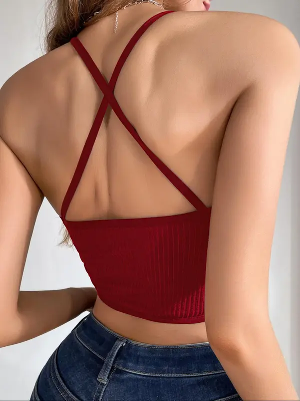 Women's Solid Backless Bra, Breathable Comfortable Bra, Women's Lingerie for All Seasons 1