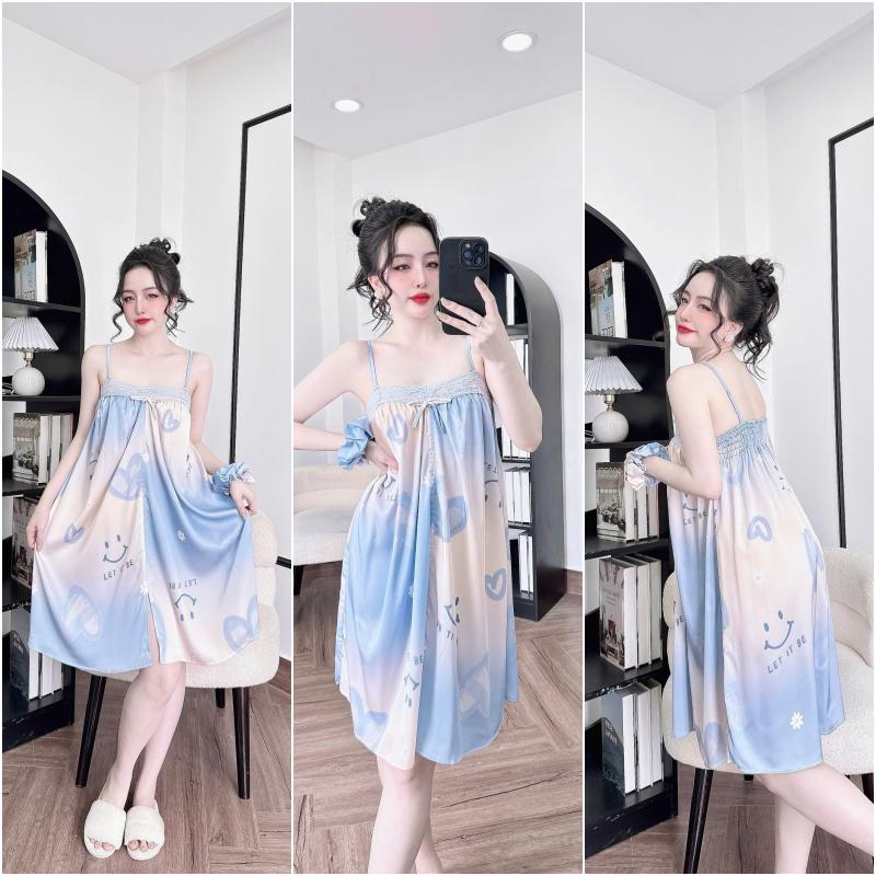 Product Introduction of Đầm ngủ 2dây bigsize phối ren in hình dễ thương chất liệu lụa latin cao cấp thoáng mát. 10