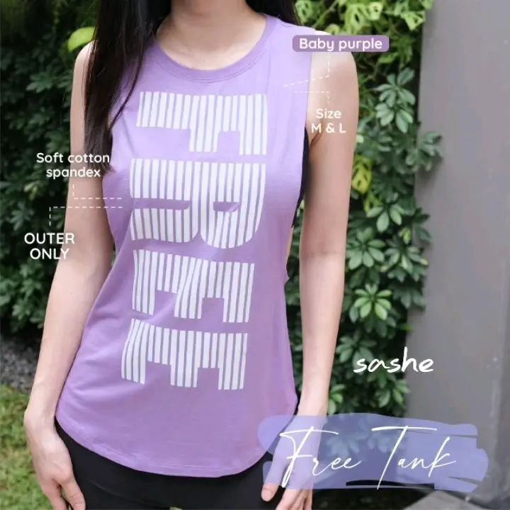 Free Tank (OUTER ONLY) Rompi Tanktop Olahraga Wanita Senam Aerobic Zumba Nyaman Uniseks Cepat Kering Berpori 3