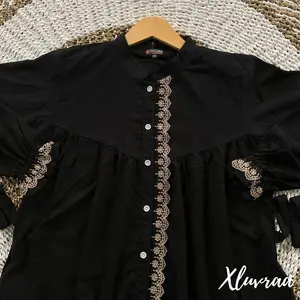 Ready Kareen Abaya Jetblack S-XXL Set Abaya Hitam Pekat Exclusive