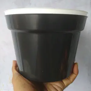 (1 Pcs) Pot Bunga Polos Uk 20 Warna Hitam Dan Putih
