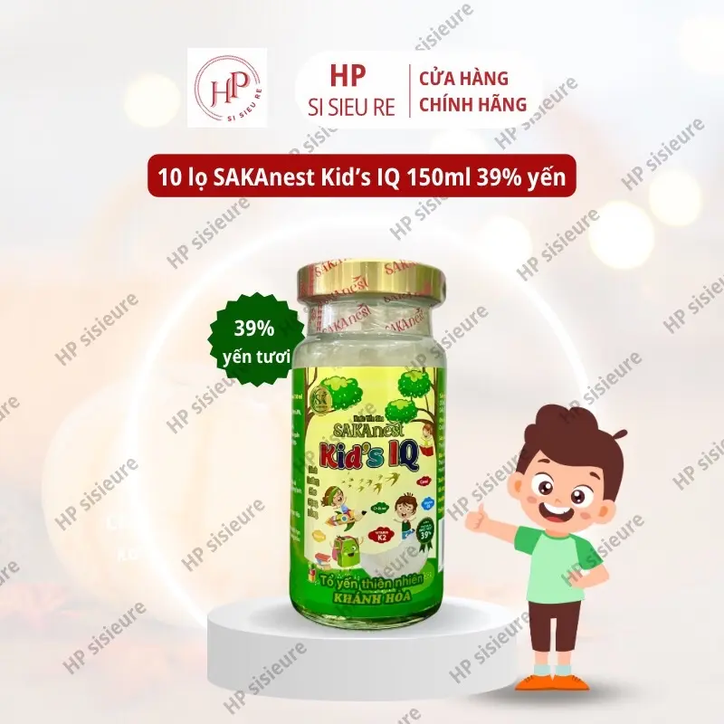 [8 tặng 2] hủ yến cao cấp Khánh Hòa SAKAnest Kid’s IQ cho bé 39% yến tươi, 150ml, hổ trợ sức khoẻ, bổ sung vitamin, canxi, chất sơ