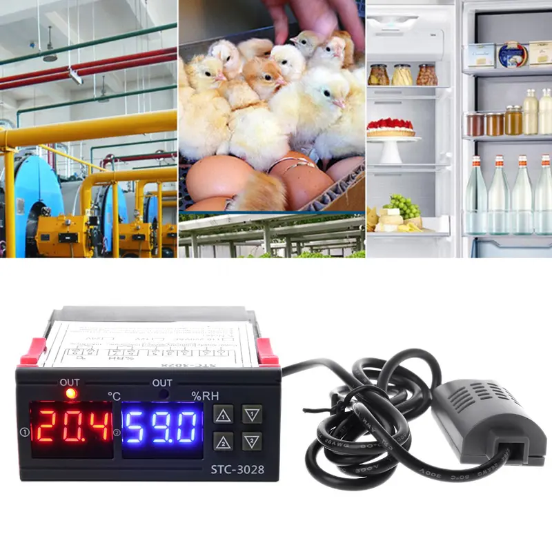 Bộ điều khiển độ ẩm đất, Bộ điều nhiệt và độ ẩm, Màn hình đôi, AC 110V 220V, Công suất 10A 7