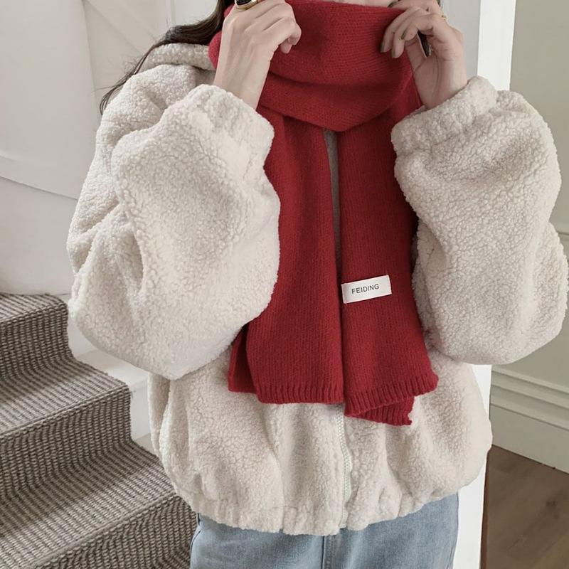 Product Introduction of Winter Warm Solid Color Cross Scarf Woolen Thicken Neckerchief Neck Scarf Girls 9