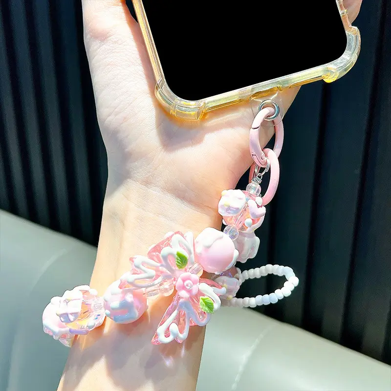 JJ44 Strap HP l Bag Charm l Gantungan HP Manik Pita Painting Manik Flower Jumbo Luxury Trending 2
