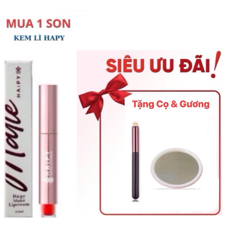 [Mua 1 son tặng 3 cọ & Gương,nạ] Hàng chính hãng Son kem siêu lì Ha:py mịn lì và làm đầy vân môi, rãnh môi - Cosmetic, Nữ sonlì Mỹ Phẩm Women Trang Điểm