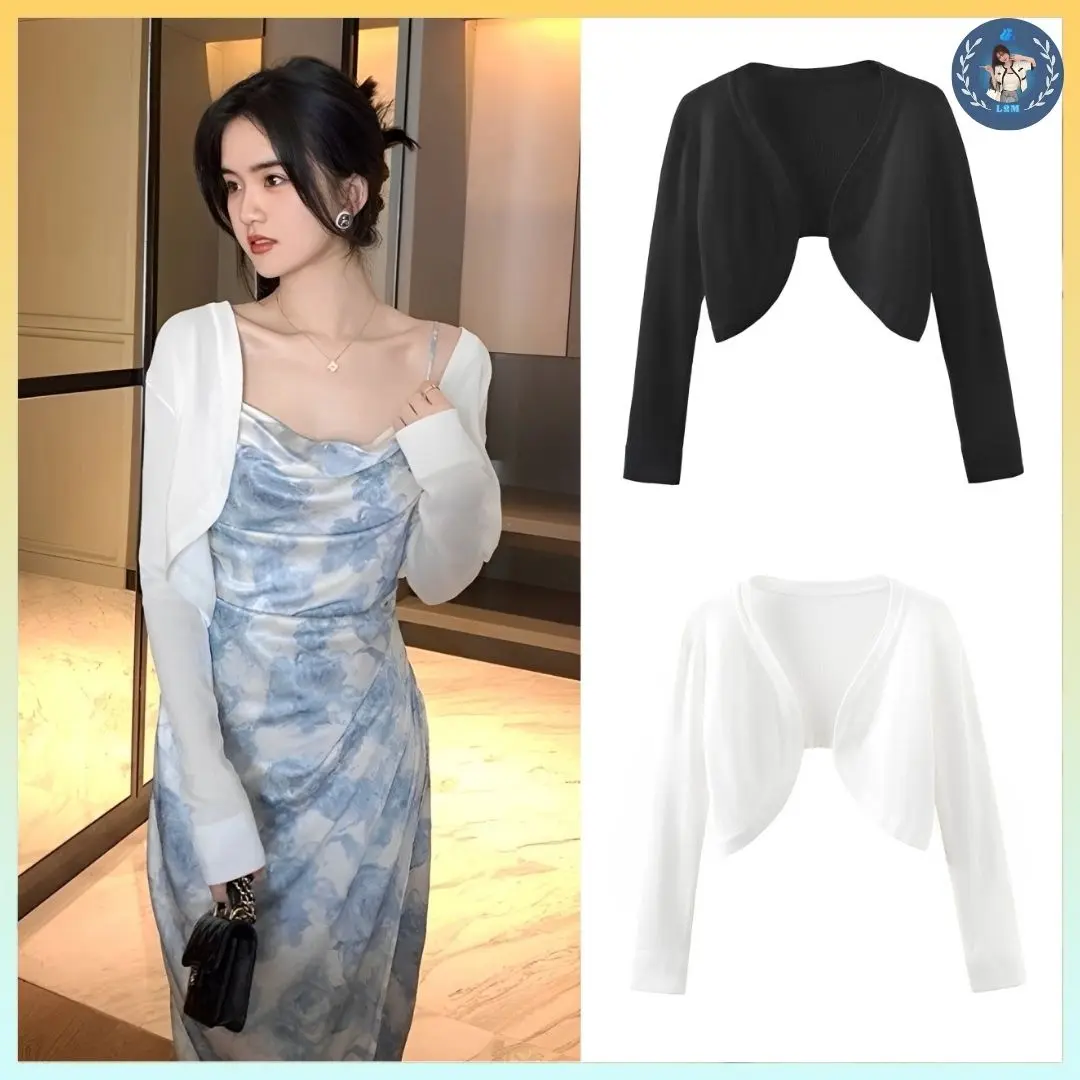 💥[A014] Áo KHOÁC ngoài nhẹ Cardigan len Quảng Châu PHONG CÁCH PHÁP hàng dệt kim croptop nữ ngắn dài tay chống nắng - L2M (Top tingoan Women Nhung ) 【 hoa hồng 】