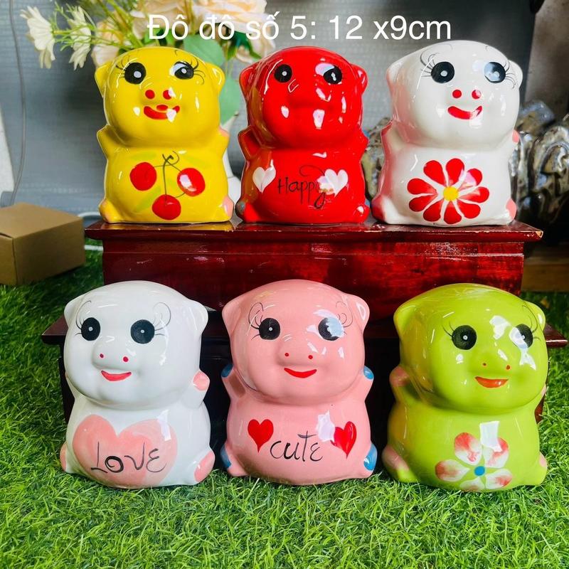 Heo đất tiết kiệm gốm sứ Bát Tràng hình Đô Đô S5 dễ thương cao 12x9 nhiều hoạ tiết /1 con