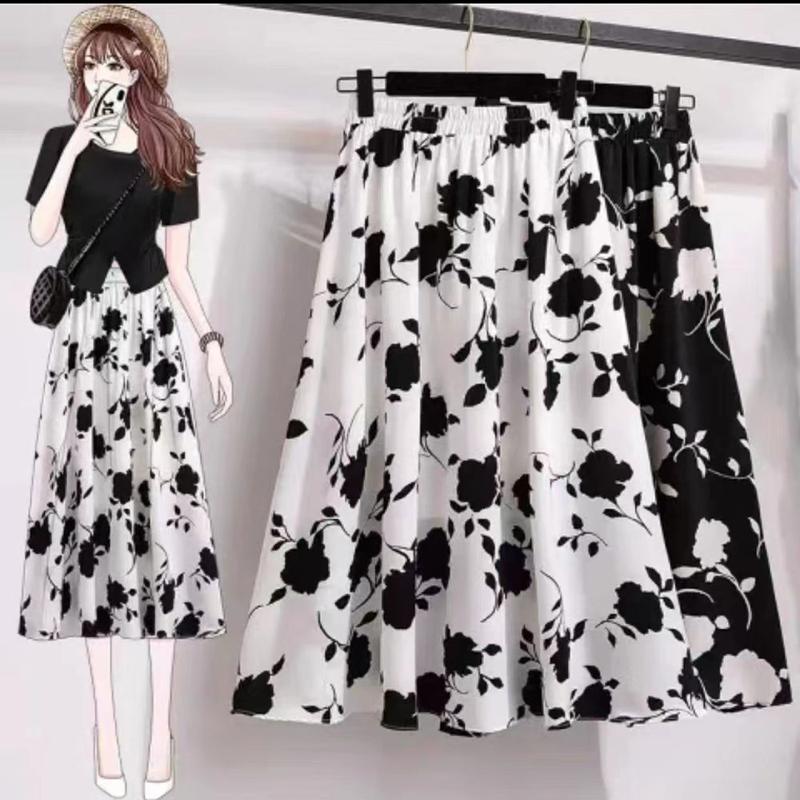 Product Introduction of Chân Váy Hoa, Chân Váy Cạp Cao Dành Cho Nữ, Phong Cách Mùa Hè, Chân Váy Nhỏ Nhắn, Dài Trung Bình Chân Váy Hoa, Kiểm Tra Đen Trên Nền Trắng, Hàng Mới Về Năm 2025 2