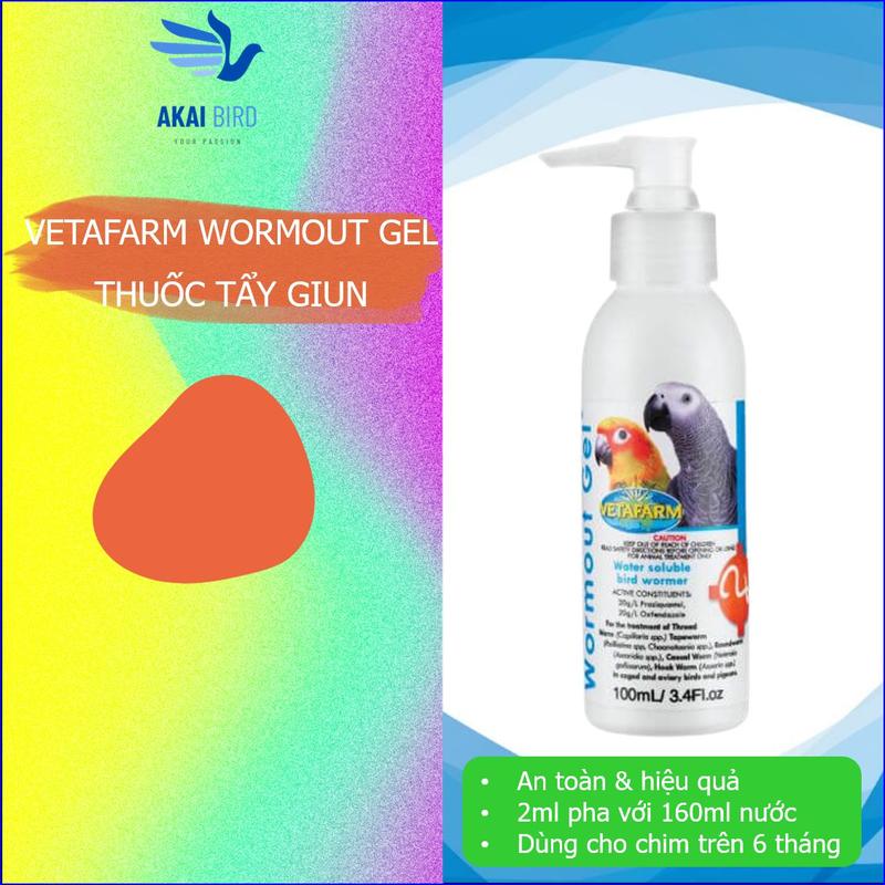 Vetafarm Wormout Gel Tẩy Giun Xổ Giun Hiệu Quả & An Toàn Cho Mọi Loại Vẹt Bồ Câu...