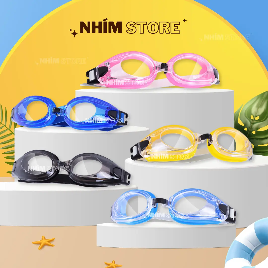 Kính bơi trẻ em người lớn Mắt kính bơi Nhím Store nhiều màu silicon, kiếng bơi tắm biển chống tia UV kèm bịt tai kẹp mũi