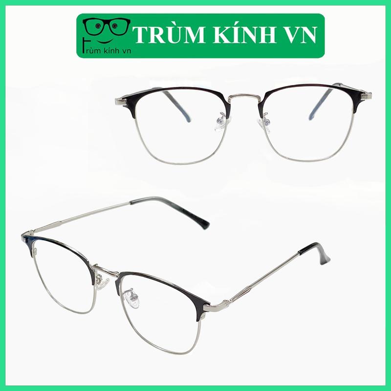  Kính nữa viền nam nữ chất liệu hợp kim phong cách tổng tài lắp được mắt cận 