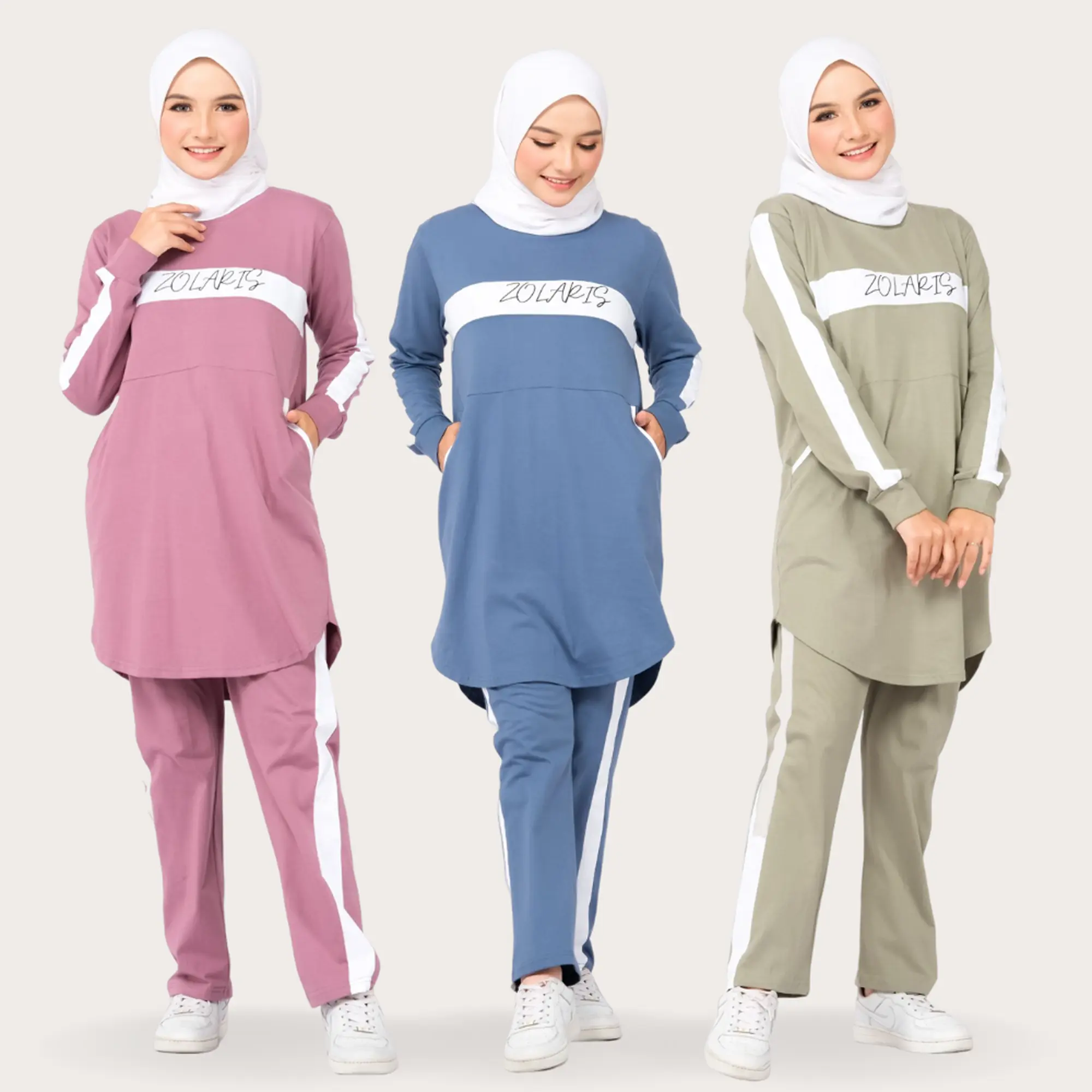 Ayumi Set - Setelan Baju Olahraga Wanita Jumbo Senam Muslimah One Set Training Jogging Kekinian Tunik Muslim Sport Setelan Olahraga