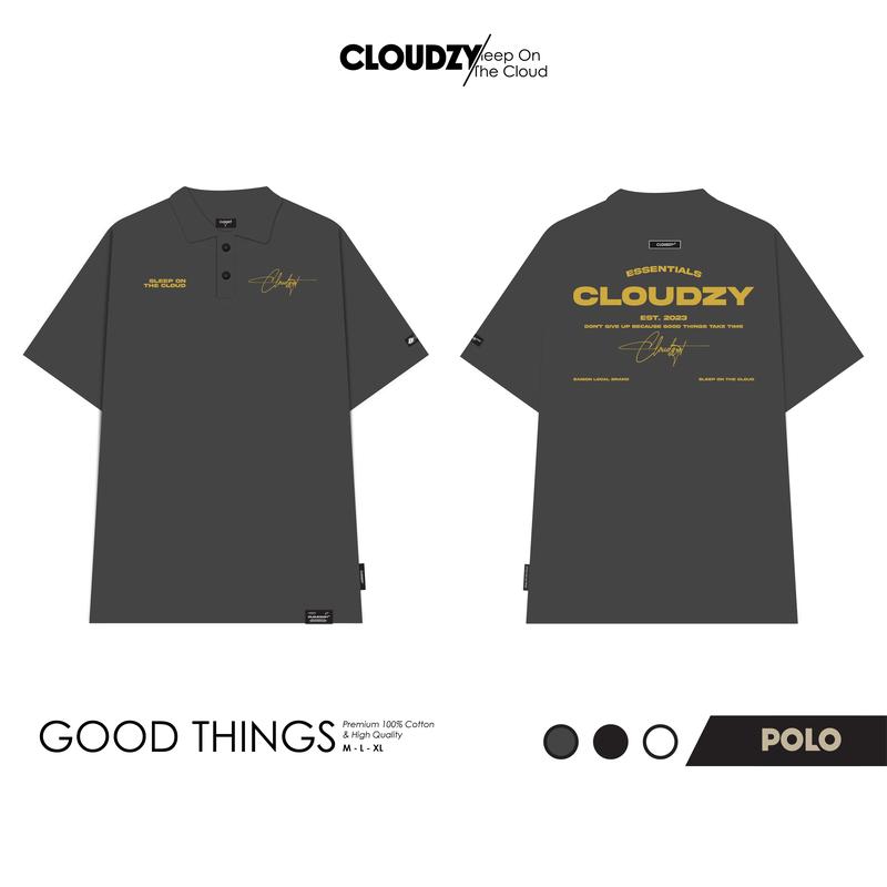 Áo thun polo tay lỡ nam nữ cotton phông CLOUDZY localbrand unisex đen trắng oversiz POLO GOOD THINGS