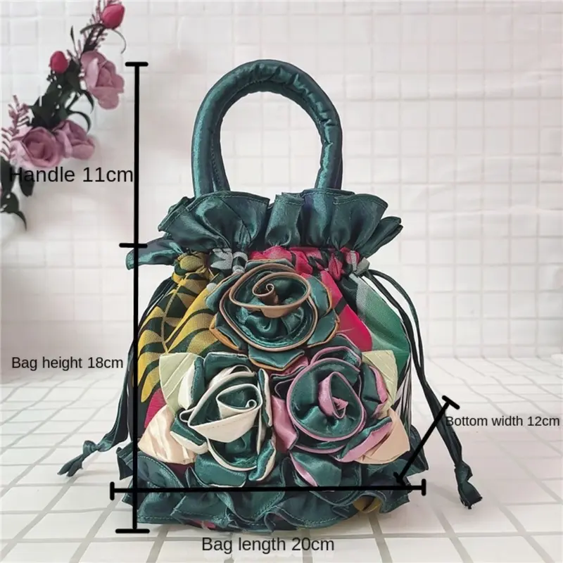 Túi Hoa Ren Tay Cầm Trên Cùng, Chất Lượng Cao, Thêu Ren, Phong Cách Dân Tộc, Túi Xách Nữ Dacron 2