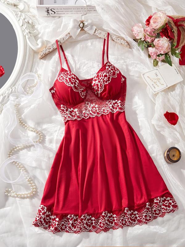 Women's Lace Trim Cami Nightdress, Soft Comfortable Spaghetti Strap Nightgown for Summer, Fashion Ladies' Sleepwear for Daily Wear 4