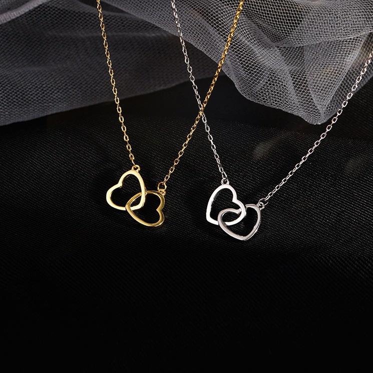 Product Introduction of INS style fashion double love heart chain choker necklace pendant jewelry gift 14