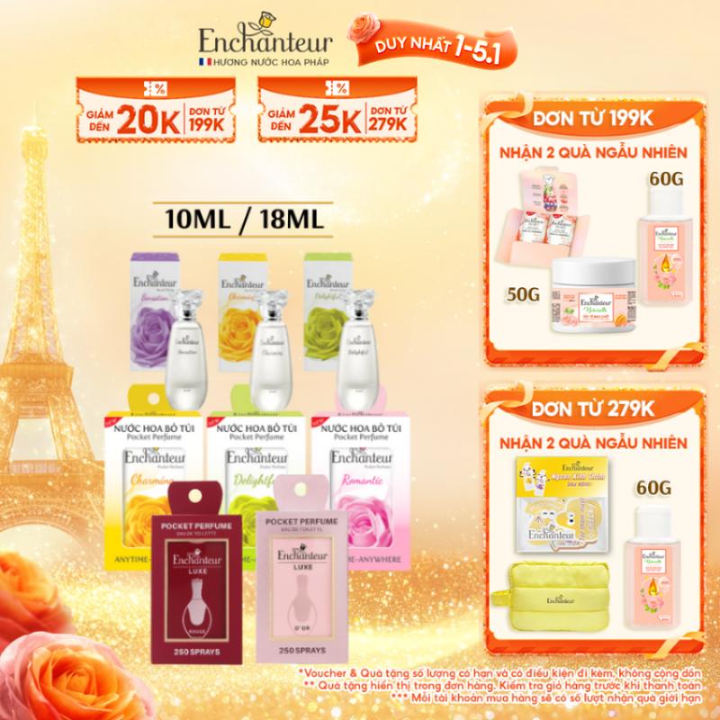   DUY NHẤT 1-5.1  ĐƠN 199K TẶNG 2 QUÀ  Nước Hoa Cao Cấp cho Nữ Enchanteur Perfume Hương Delightful  Charming  Sensation  Romantic  D'or  Rouge 10-18ml  Chai 