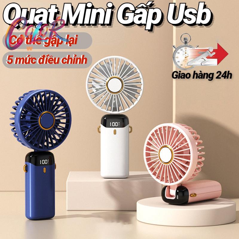 Mới Dễ Thương Có Thể Gập Lại Quạt Điện USB Xoay 90 Độ Mini Sạc Quạt Điện 5 Cấp Độ Có Thể Điều Chỉnh Bằng Hương Liệu - Color World Phụ Kiện