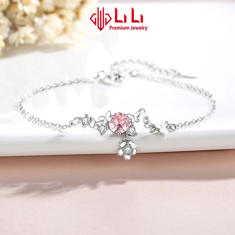  Lắc tay bạc nữ LiLi S925 đính đá CZ cao cấp hình hoa bướm Karla LILI_096555 