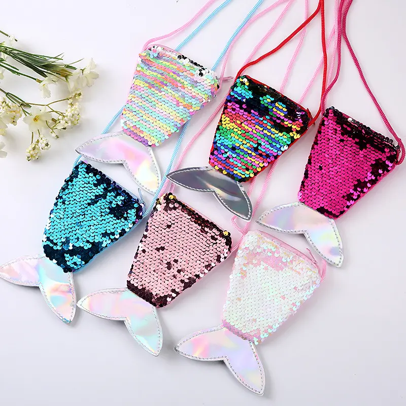 Children's Bag Cute Fashion Mermaid Bag Mini Sequin Girl Bag Baby Light Shoulder Messenger Bag