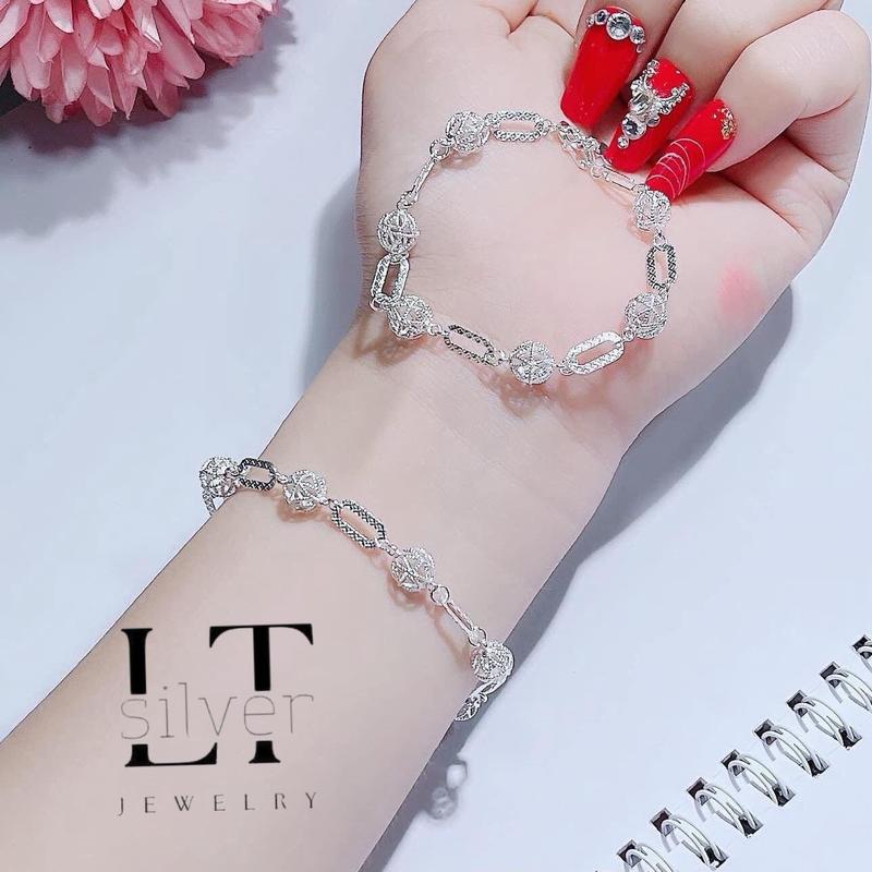 Vòng tay xích bi bạc ta LTJ 0068 phong cách trẻ trung cho nữ