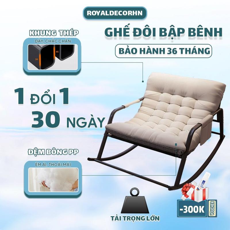 [HOT] Ghế Bập Bênh Đôi Tặng 2 Túi Bọc Tay, Ghế Sofa Lười Thứ Giãn, Ghế Lười Khung Thép Đệm Cao Cấp Decor Phòng Ngủ.