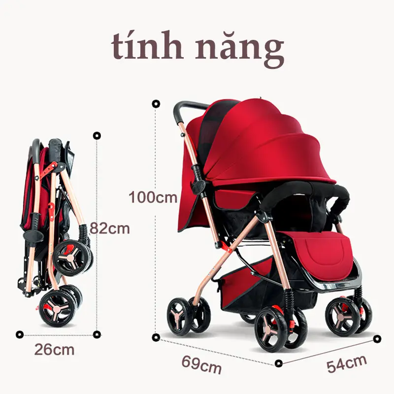 【Còn hàng】beige Xe đẩy cho bé, xe đẩy thế cho bé kèm bàn ăn dặm,gấp gọn, Thích hợp cho mẹ đi mua sắm buổi tối xe đẩy 8