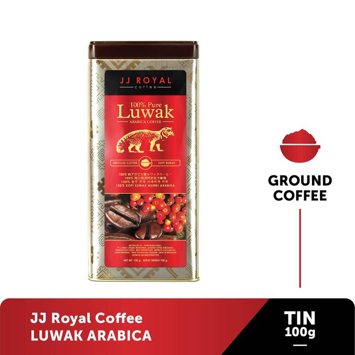 Promo JJ Royal Coffee 100% Pure Luwak Arabica Ground Tin 100gr
