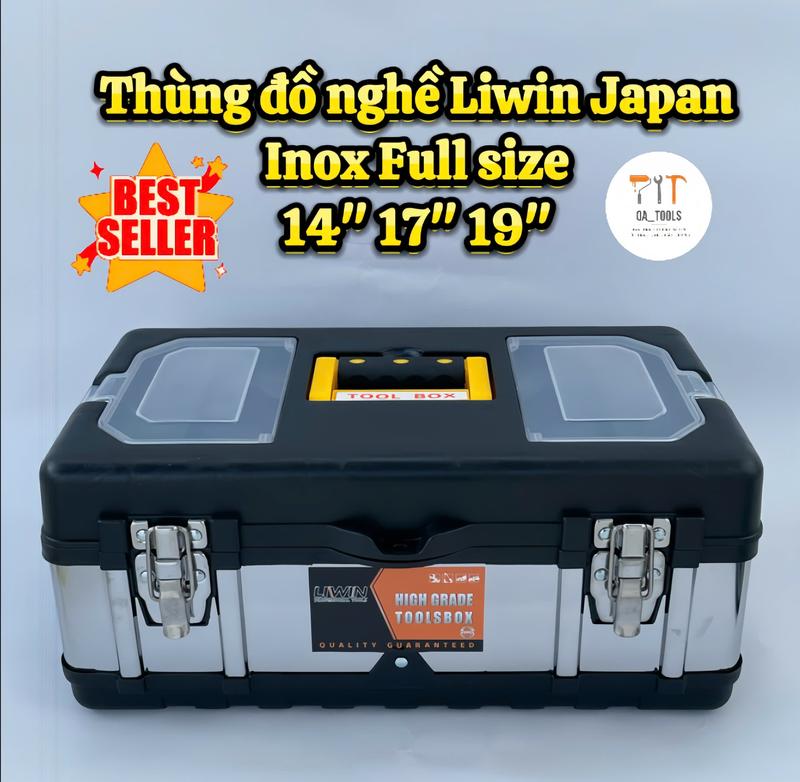  Thùng đựng đồ nghề Liwin Japan Inox chống va đập chịu lực tốt đủ kích cỡ tuỳ chọn  14" 17" 19"  
