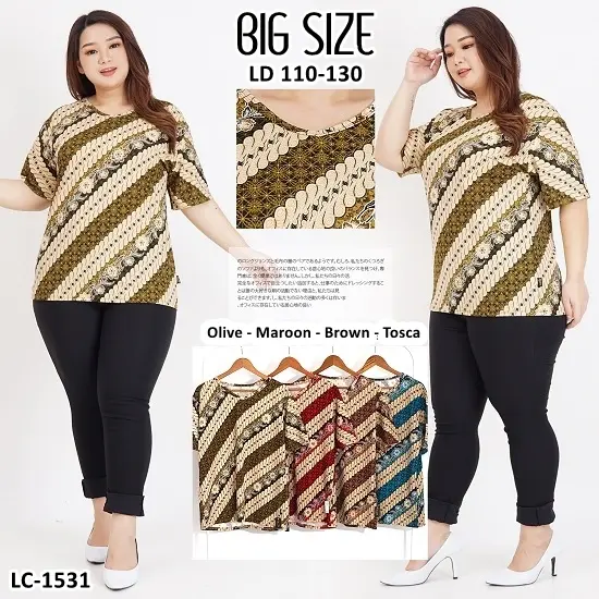 Kaos Oblong Wanita Atasan Wanita Baju Murah Kaos Jumbo Big Size Motif Batik 1531