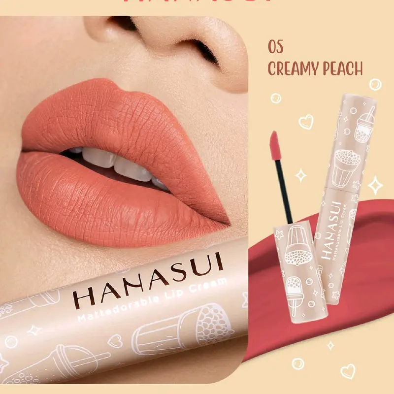 HANASUI Mattedorable Lip Cream Boba Edition Tahan Lama Bibir Lipstick Lipcream Matte Black Gloss lipstik 7