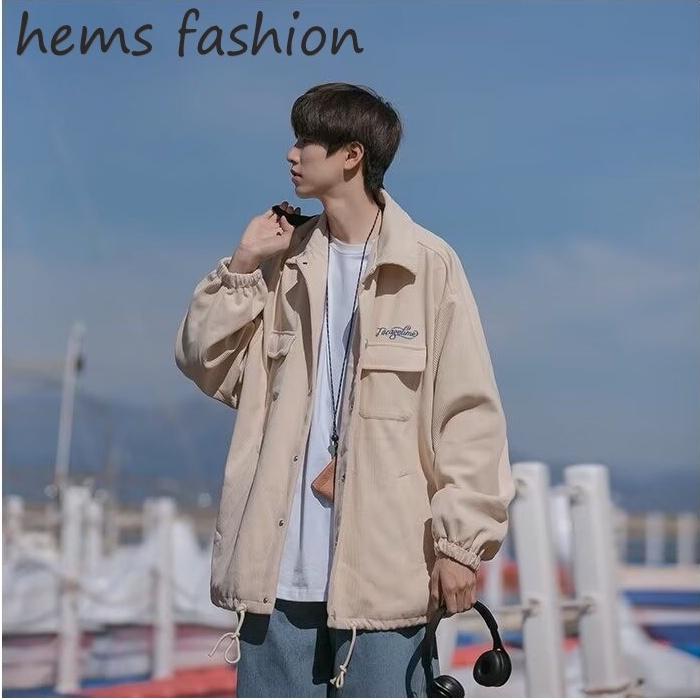 Fox Luxury I Áo sơ mi nhung tăm dáng rộng nam nữ, áo khoác ngoài cổ bẻ cúc bấm phối họa tiết thêu I AKN02 Menswear Kem