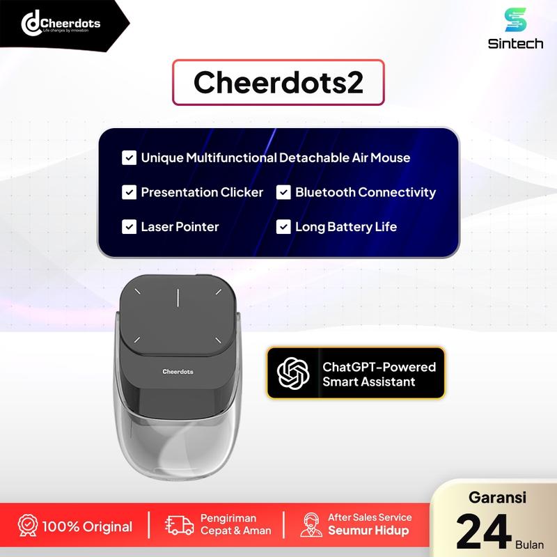 Cheerdots 2 Smart Air Mouse | ChatGPT Integration, AI Presentation Tools & Precision Control Blue Computer Baterai Keyboard 0