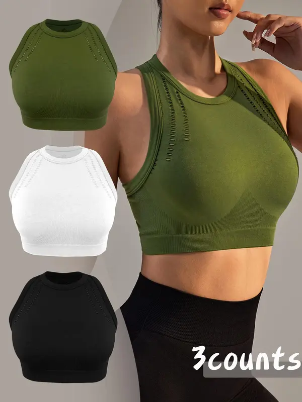 Women's Solid Color Racer Back Sports Singlet, Breathable Quick Drying Sports Tank Top, Gym Clothes, Workout Clothes, Ladies Sportswear for Indoor Outdoor Wear, Gymclothes 0