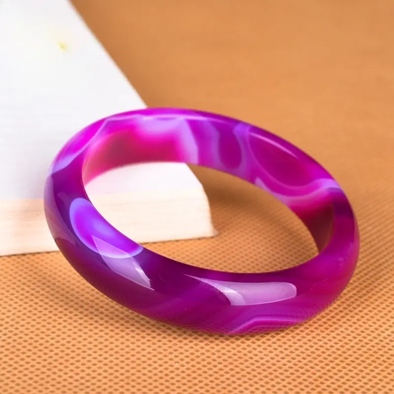 Vòng Tay Mã Não Màu Tím, Tự Nhiên, Chalcedony Tím, Dành Cho Nữ, Ngọc Bích Mã Não Brazil, Cà Tím, Vòng Tay Ngọc Bích Màu Tím