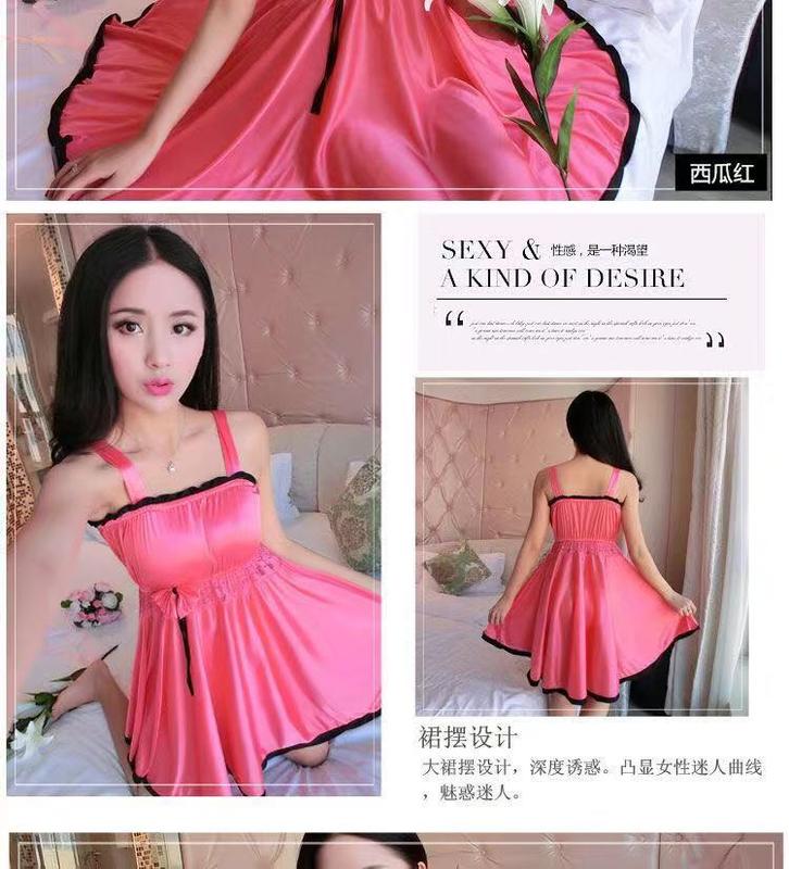 Product Introduction of Đồ Ngủ Lụa Lạnh Phong Cách Hàn Quốc, Dành Cho Nữ, Có Áo Ngực, Mỏng Và Gợi Cảm, Váy Ngủ, Thiết Kế Băng Giá, Kiểu Dây Đeo Băng Quấn Không Tay Dài Trung Bình Thích Hợp Mặc Nhà, Mùa Hè 7