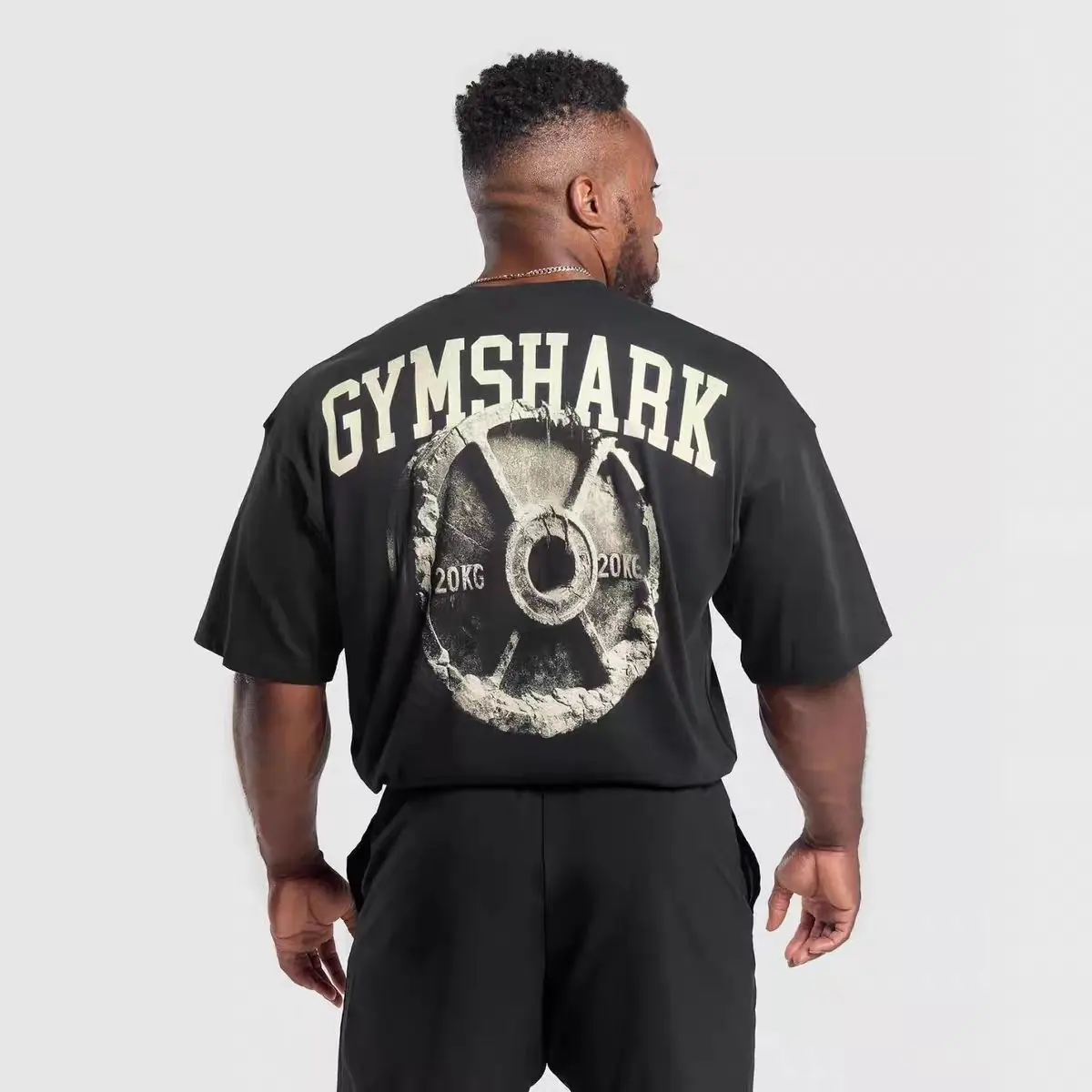 GYMashaRK IRON PLATE Dumbbell Flakes Heavy duty Cotton Sports Loose Short Sleeve T-shirt