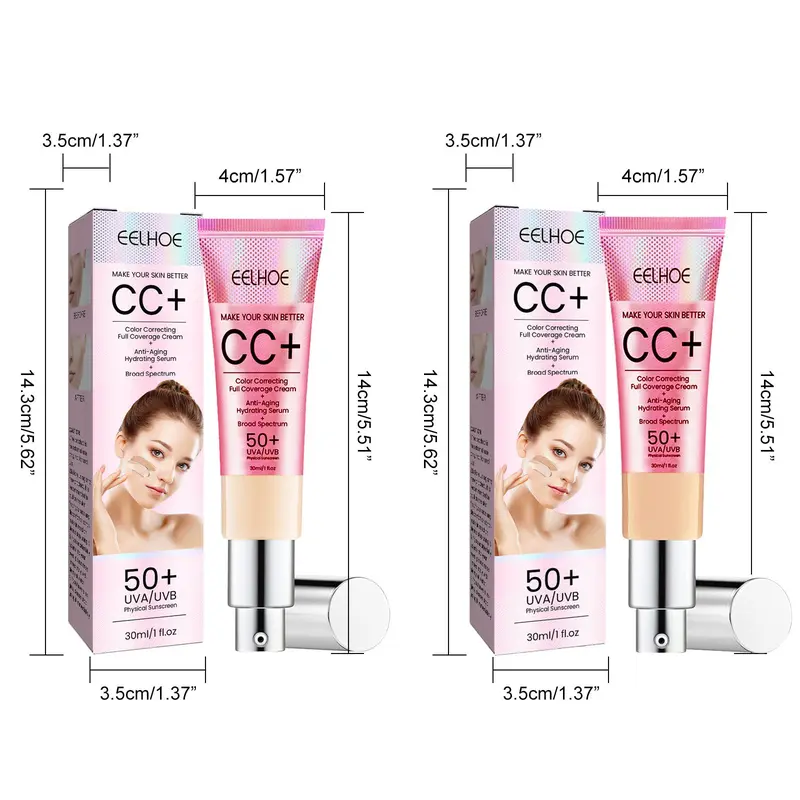 CC Cream, Moisturizing Concealer Cream, Full Coverage Flawless Makeup Cream, Makeup Product for Women & Girls, Cosmetic 1
