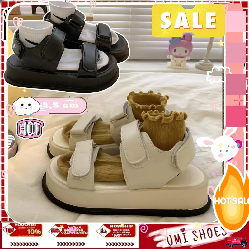 [NEW - HÀNG SẴN] GIÀY SANDAL NỮ VB 2QDAN  Đế Cao 4cm Hàn Quốc Xang đan thời trang mới hot có quai hậu đi học Shoes DéP 0
