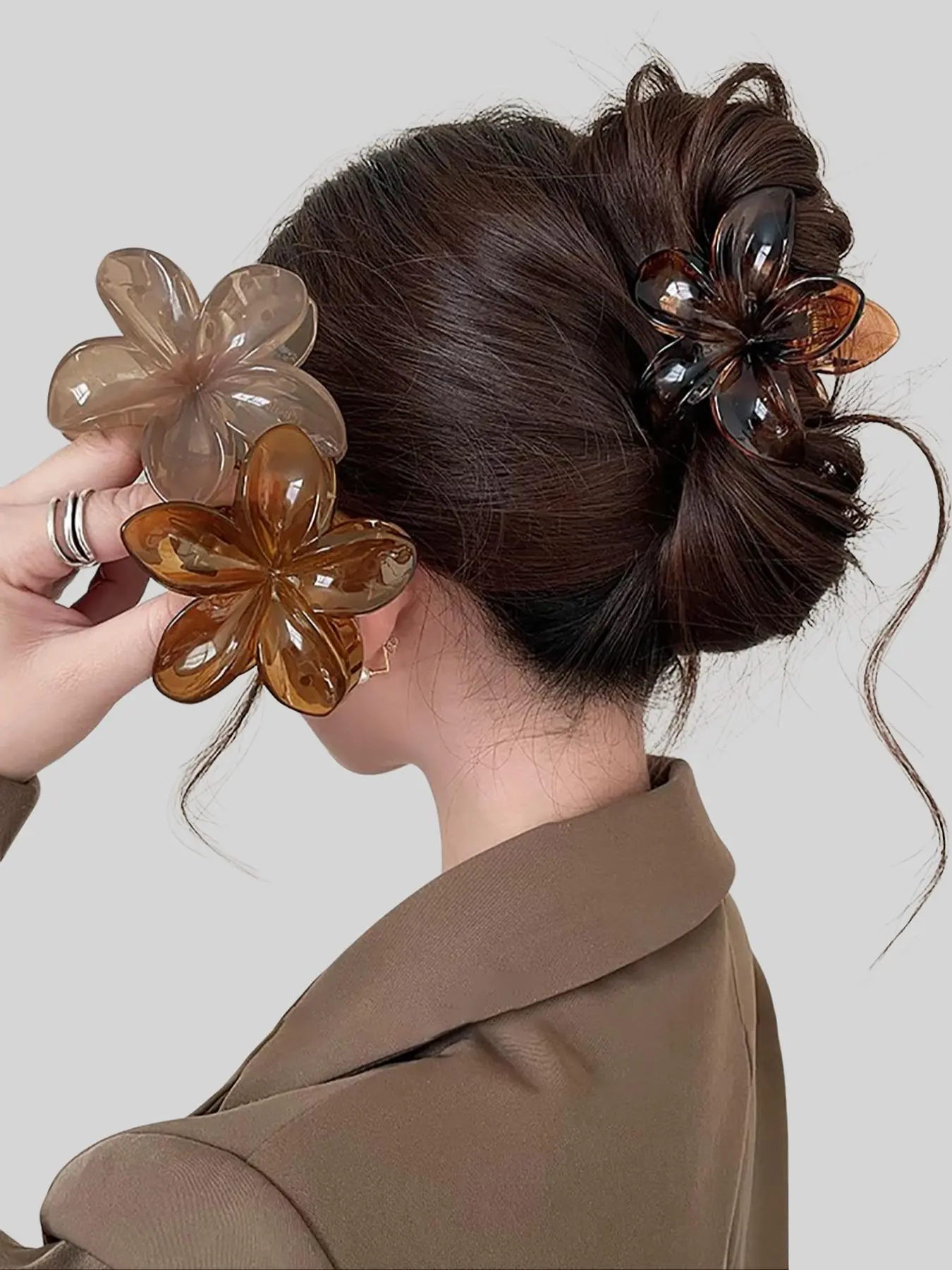 Flower Design Hair Claws, Elegant Hair Accessories for Women & Girls, Minimalist Headwear Suitable for Thick Hair, Valentine's Day Gift Cute Hair Accessories, Barrettes