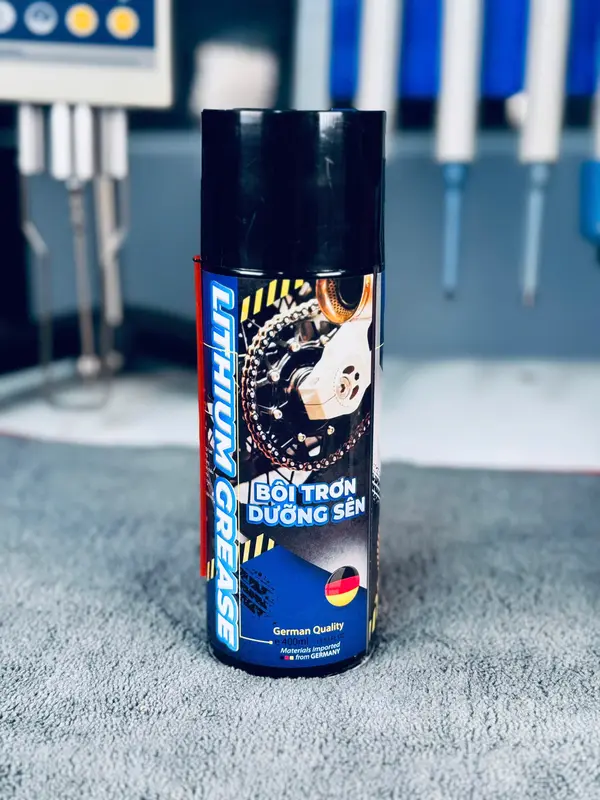 Dưỡng sên mỡ bò kéo tơ sợi xanh chống văng SPRAYKING chai dạng xịt 400ml(dung dịch bôi dưỡng sên xe) gốc mỡ bò lithium xanh 2