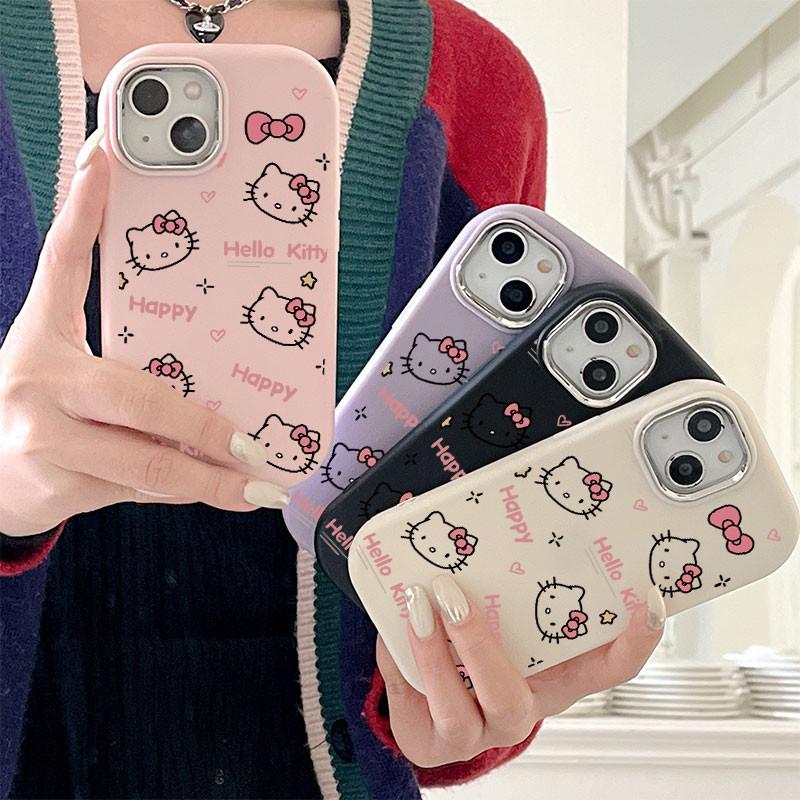 Ốp Lưng Mềm, Thiết Kế Hello Kitty Hạnh Phúc, Mạ Chống Sốc, Ống Kính Kim Loại, Dành Cho Vivo Y11, Y36, Y17s, Y16, Y02, Y27, Y11, Y35, Y17, Y22, Y15s, Y91, Y21, Y15, Y21s, Y33, Y12s, Y31, Y20i, Y12, Y22s, Y30, Y20 Case Phụ Kiện